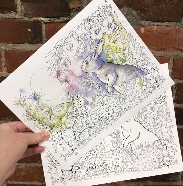 In the Leaves Bunny Mini Coloring Book – Sugar Moon Bloom